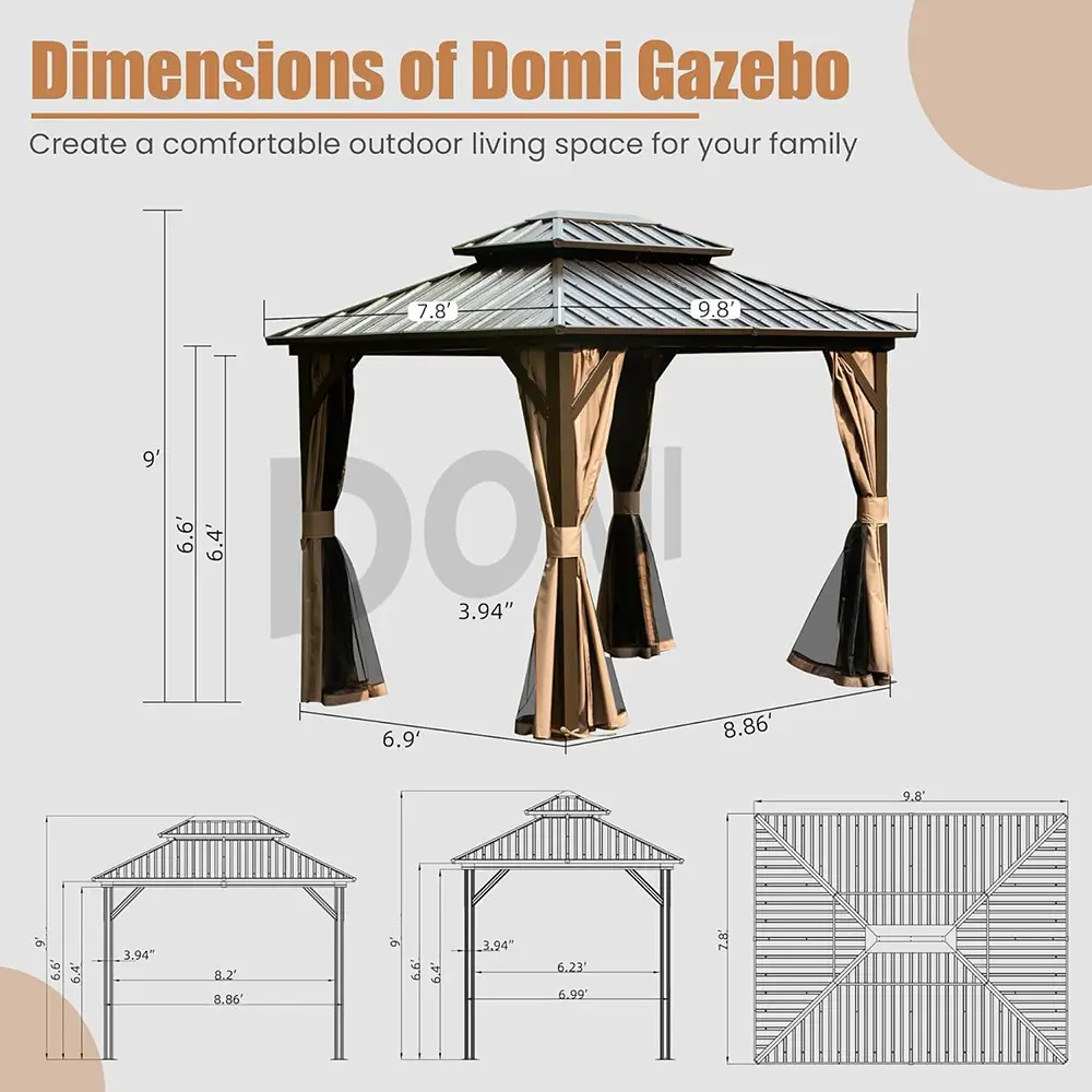 Hardtop Gazebo Classic W/ Netting & Curtain - Image 179