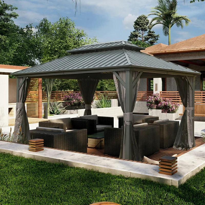 Hardtop Gazebo Classic W/ Netting & Curtain - Image 21