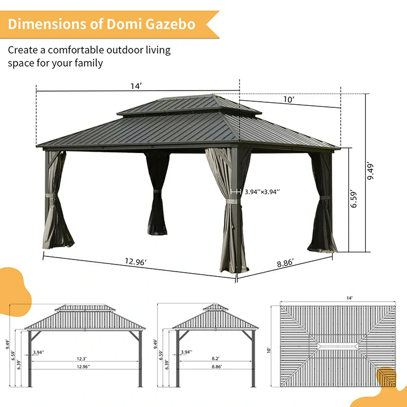 Hardtop Gazebo Classic W/ Netting & Curtain - Image 25