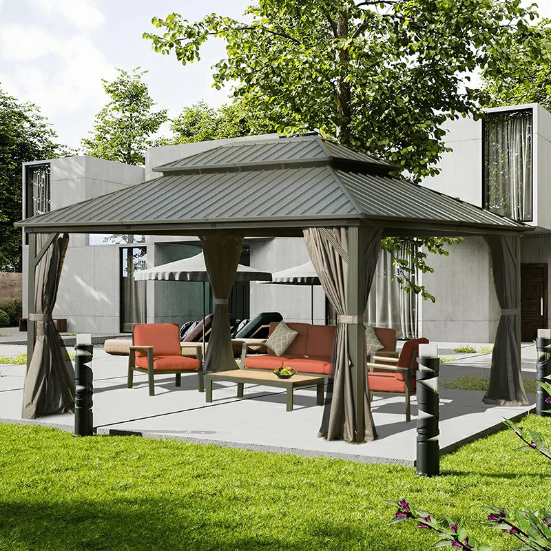 Hardtop Gazebo Classic W/ Netting & Curtain - Image 33
