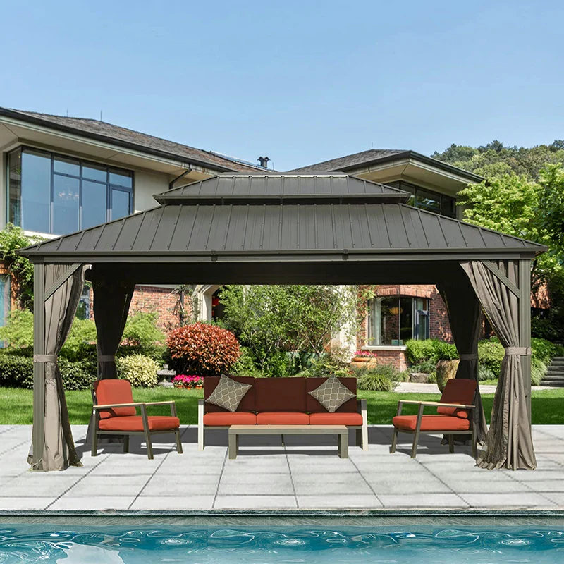Hardtop Gazebo Classic W/ Netting & Curtain - Image 34