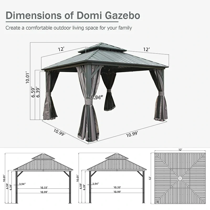 Hardtop Gazebo Classic W/ Netting & Curtain - Image 37