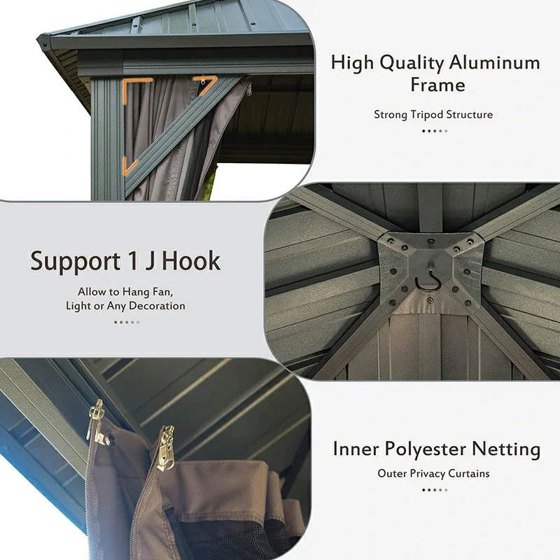 Hardtop Gazebo Classic W/ Netting & Curtain - Image 38
