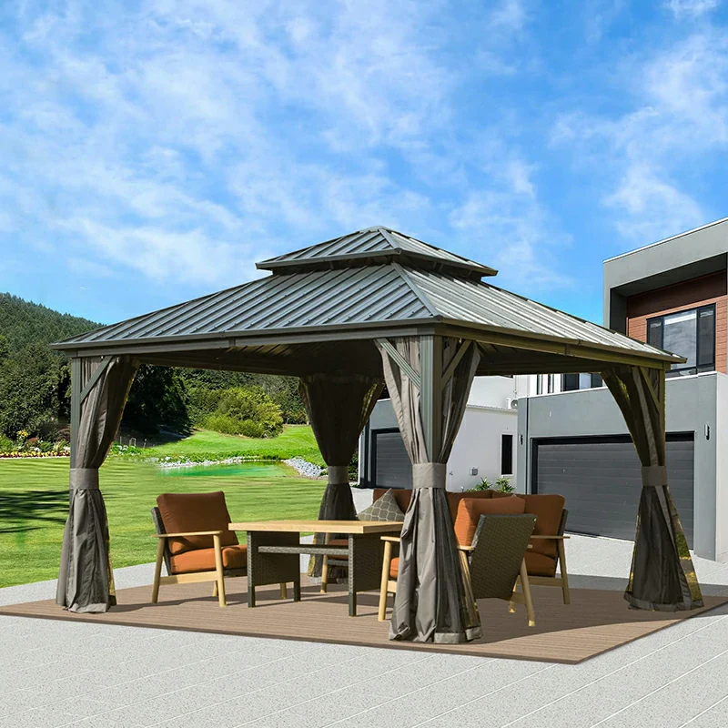 Hardtop Gazebo Classic W/ Netting & Curtain - Image 42