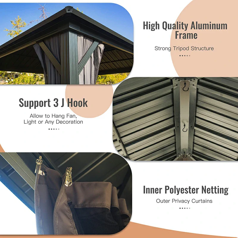 Hardtop Gazebo Classic W/ Netting & Curtain - Image 46
