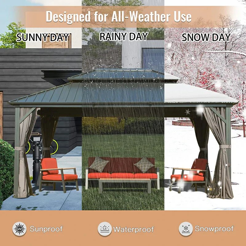 Hardtop Gazebo Classic W/ Netting & Curtain - Image 49