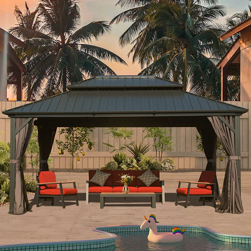 Hardtop Gazebo Classic W/ Netting & Curtain - Image 51