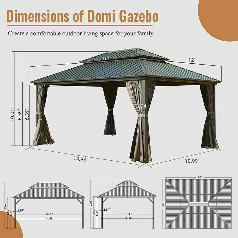 Hardtop Gazebo Classic W/ Netting & Curtain - Image 53