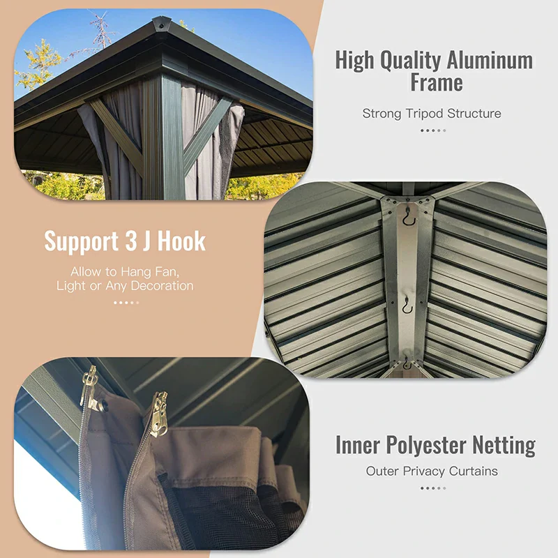 Hardtop Gazebo Classic W/ Netting & Curtain - Image 54