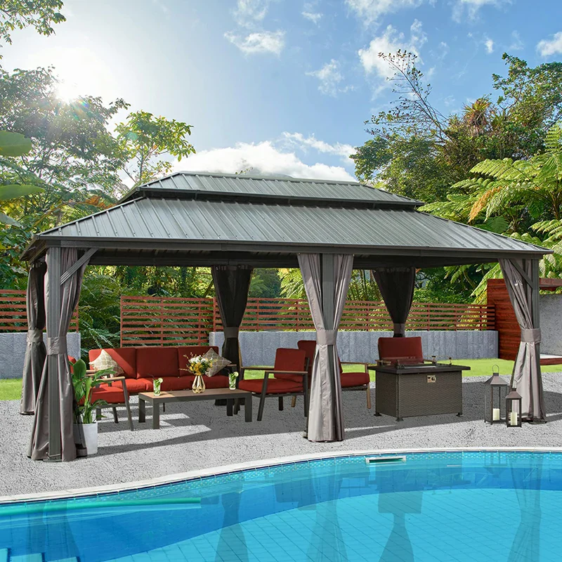 Hardtop Gazebo Classic W/ Netting & Curtain - Image 59