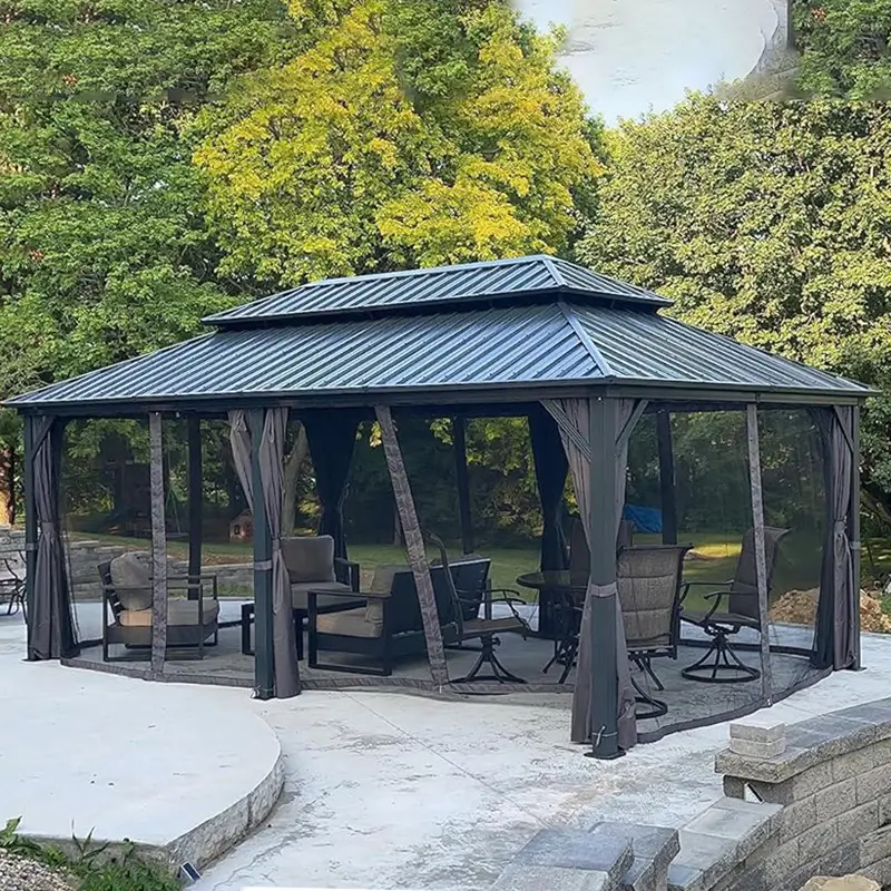 Hardtop Gazebo Classic W/ Netting & Curtain - Image 60