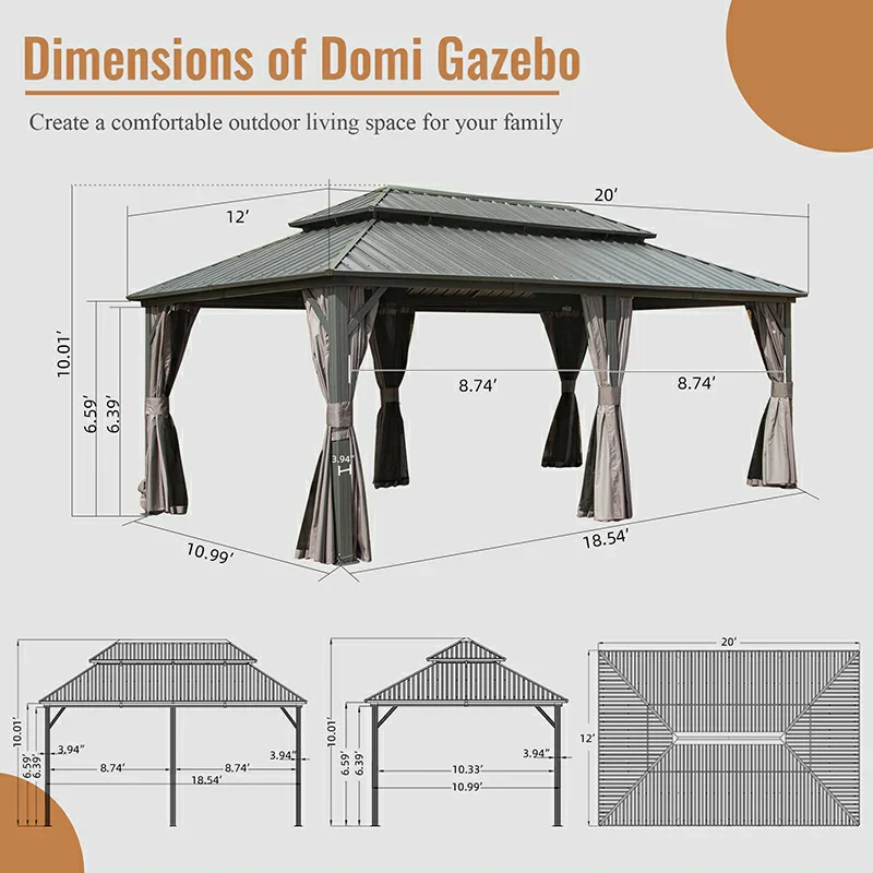 Hardtop Gazebo Classic W/ Netting & Curtain - Image 61