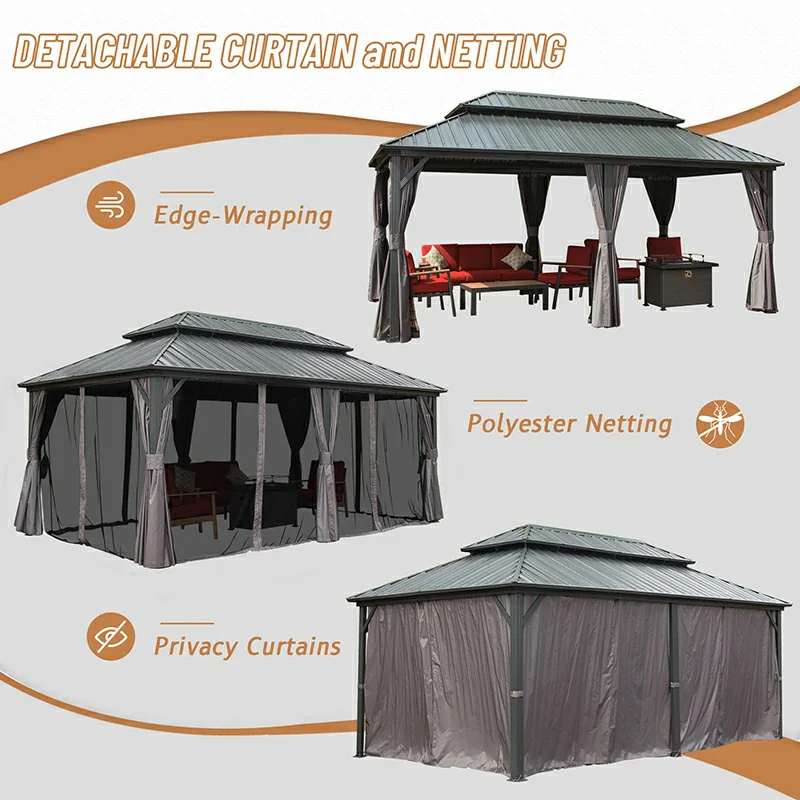 Hardtop Gazebo Classic W/ Netting & Curtain - Image 63