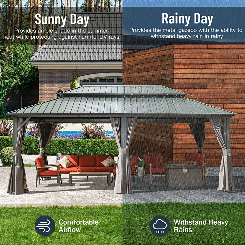 Hardtop Gazebo Classic W/ Netting & Curtain - Image 66