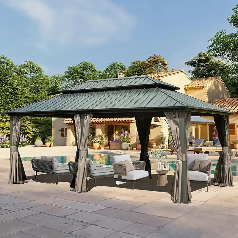 Hardtop Gazebo Classic W/ Netting & Curtain - Image 69