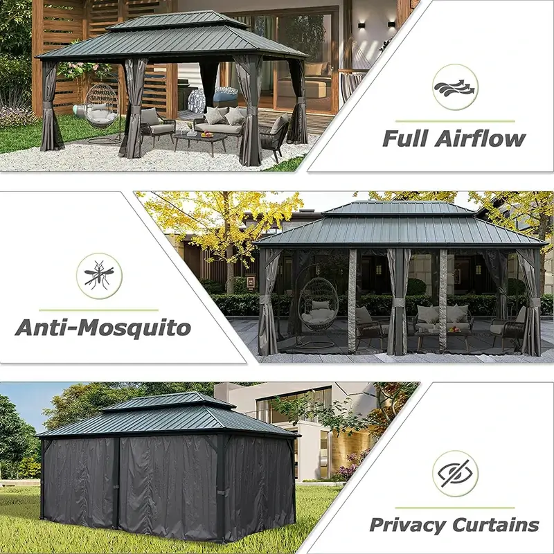 Hardtop Gazebo Classic W/ Netting & Curtain - Image 72