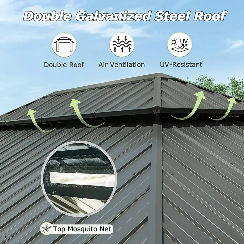 Hardtop Gazebo Classic W/ Netting & Curtain - Image 73