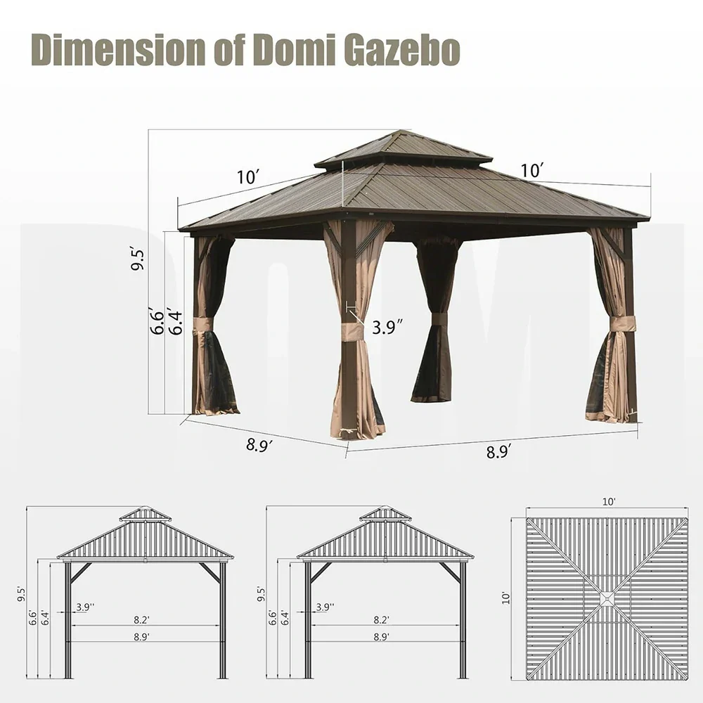 Hardtop Gazebo Classic W/ Netting & Curtain - Image 79