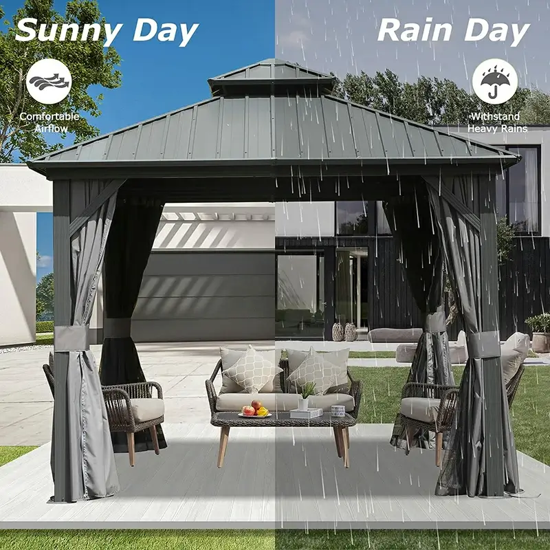Hardtop Gazebo Classic W/ Netting & Curtain - Image 8