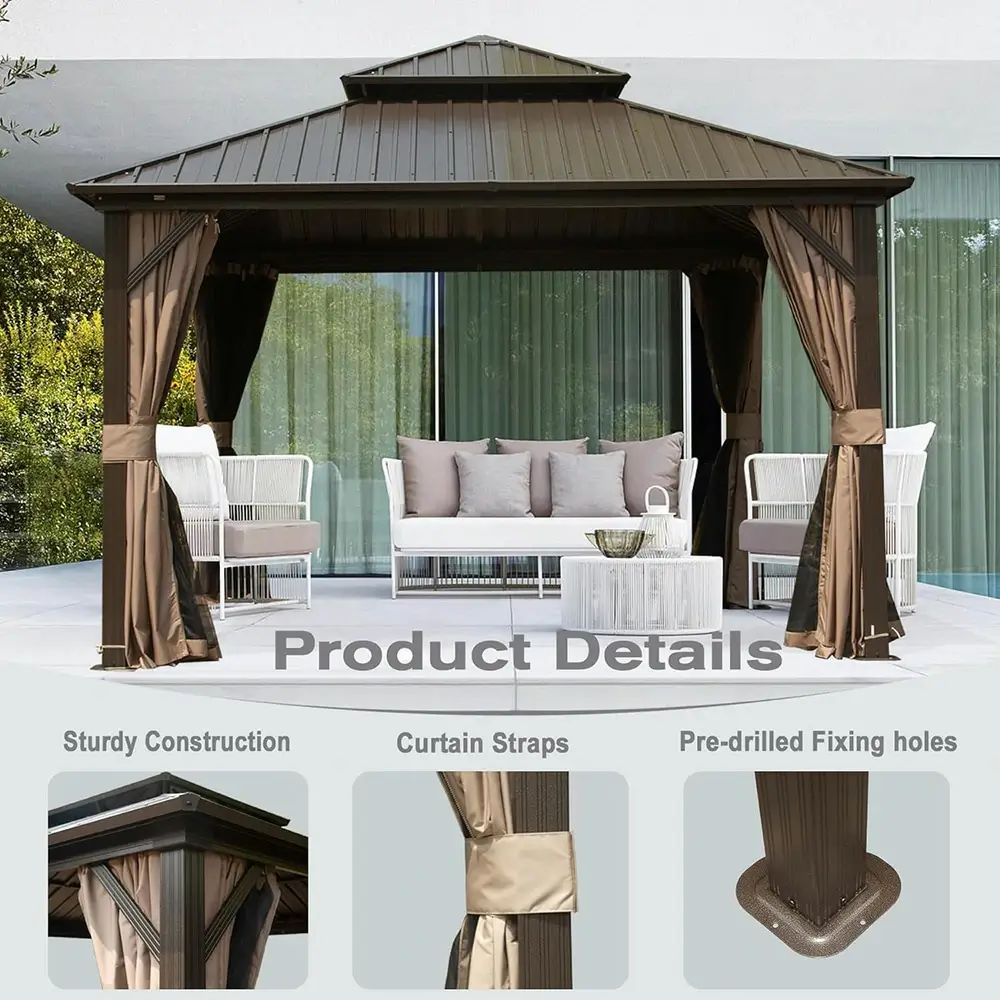 Hardtop Gazebo Classic W/ Netting & Curtain - Image 85
