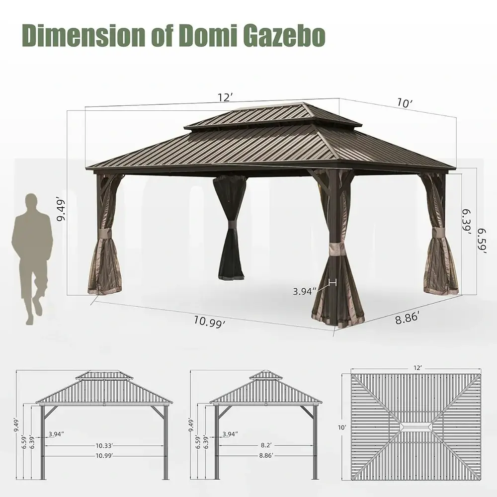 Hardtop Gazebo Classic W/ Netting & Curtain - Image 88