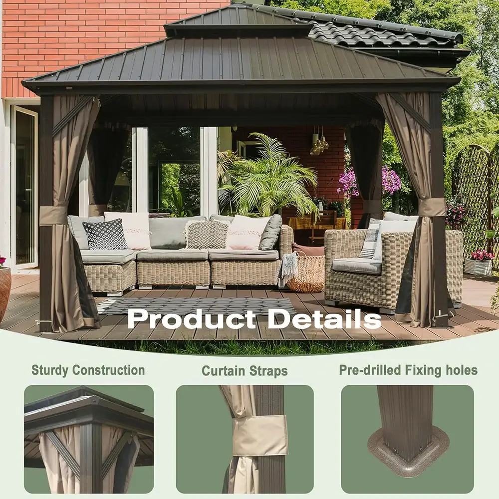Hardtop Gazebo Classic W/ Netting & Curtain - Image 93