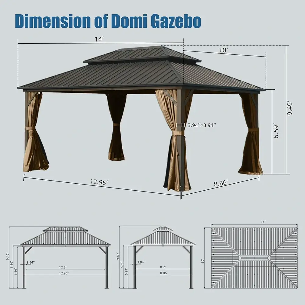 Hardtop Gazebo Classic W/ Netting & Curtain - Image 98
