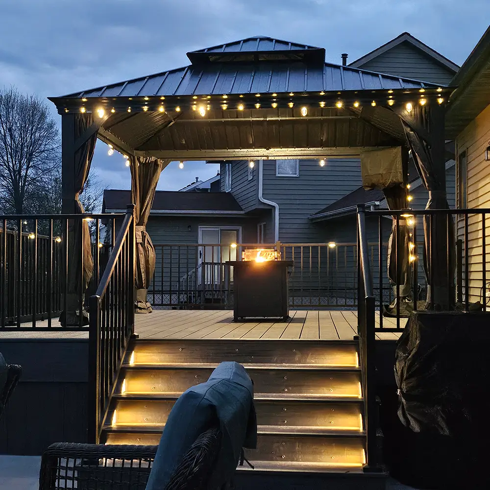 Aluminum Hardtop Gazebo Dark Gray with Drainage Gutters - Image 14