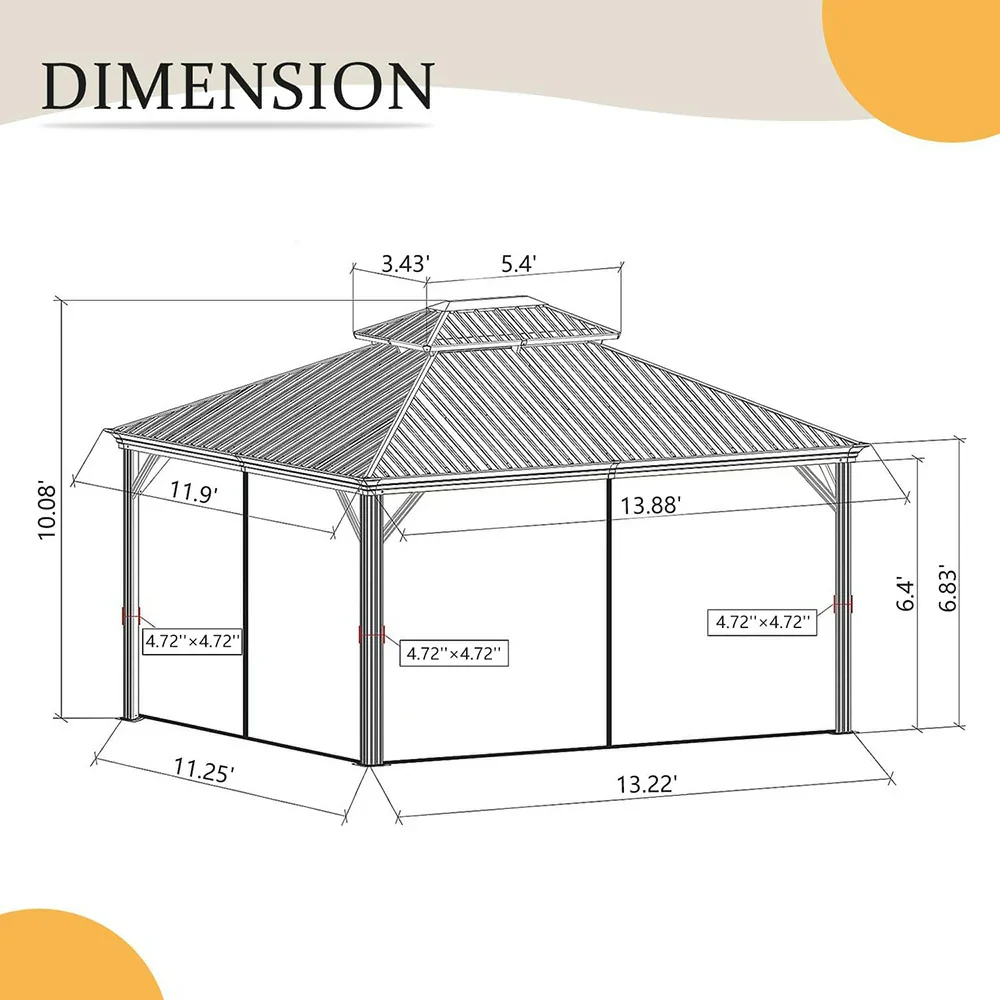 Aluminum Hardtop Gazebo Dark Gray with Drainage Gutters - Image 24