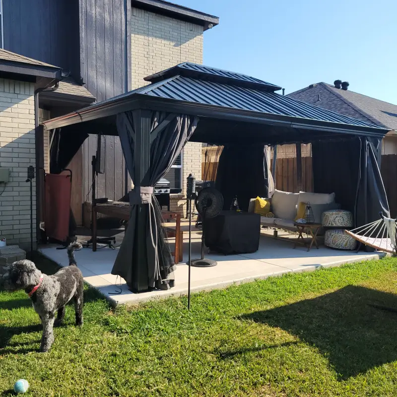 Aluminum Hardtop Gazebo Dark Gray with Drainage Gutters - Image 31