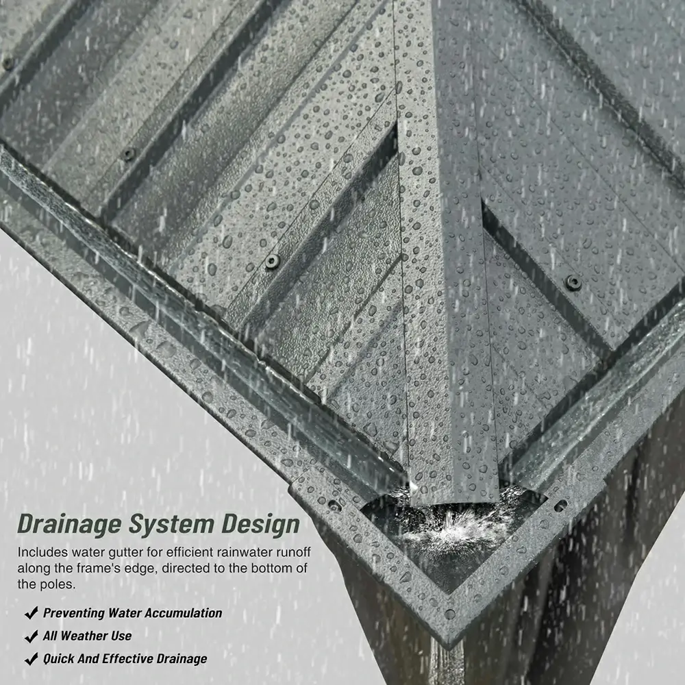 Aluminum Hardtop Gazebo Dark Gray with Drainage Gutters - Image 4