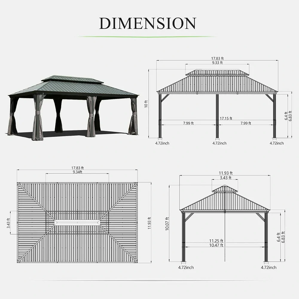 Aluminum Hardtop Gazebo Dark Gray with Drainage Gutters - Image 42