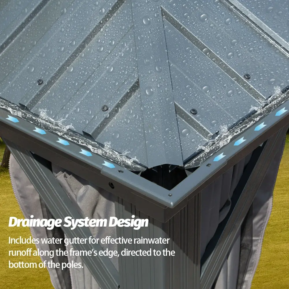 Aluminum Hardtop Gazebo Dark Gray with Drainage Gutters - Image 69