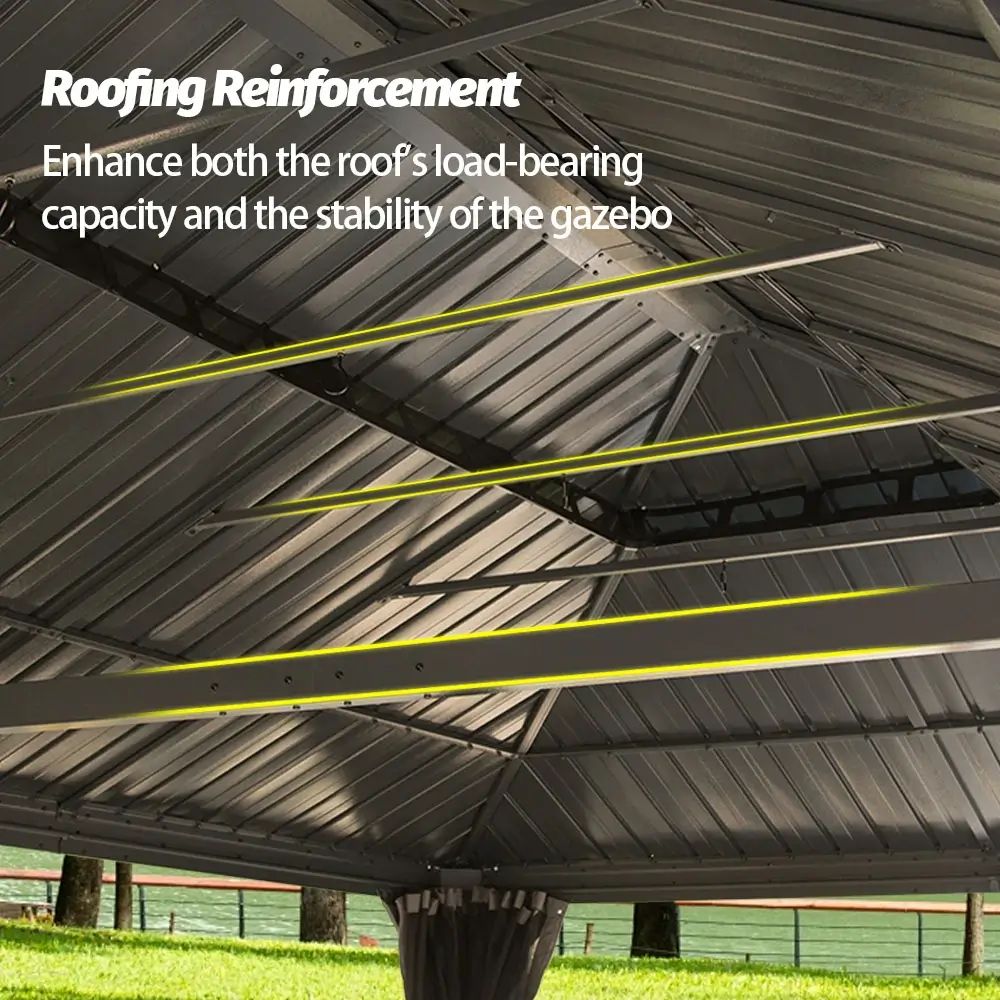 Aluminum Hardtop Gazebo Dark Gray with Drainage Gutters - Image 73