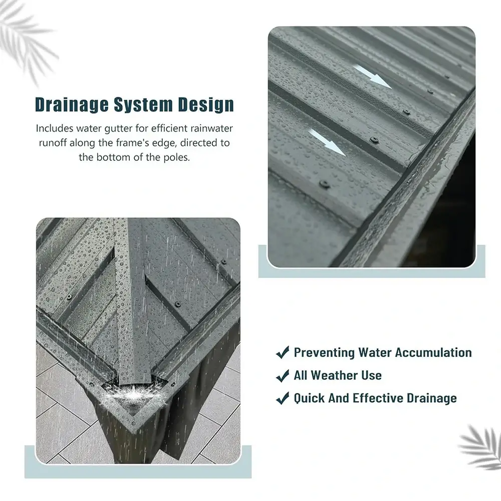 Aluminum Hardtop Gazebo Dark Gray with Drainage Gutters - Image 86