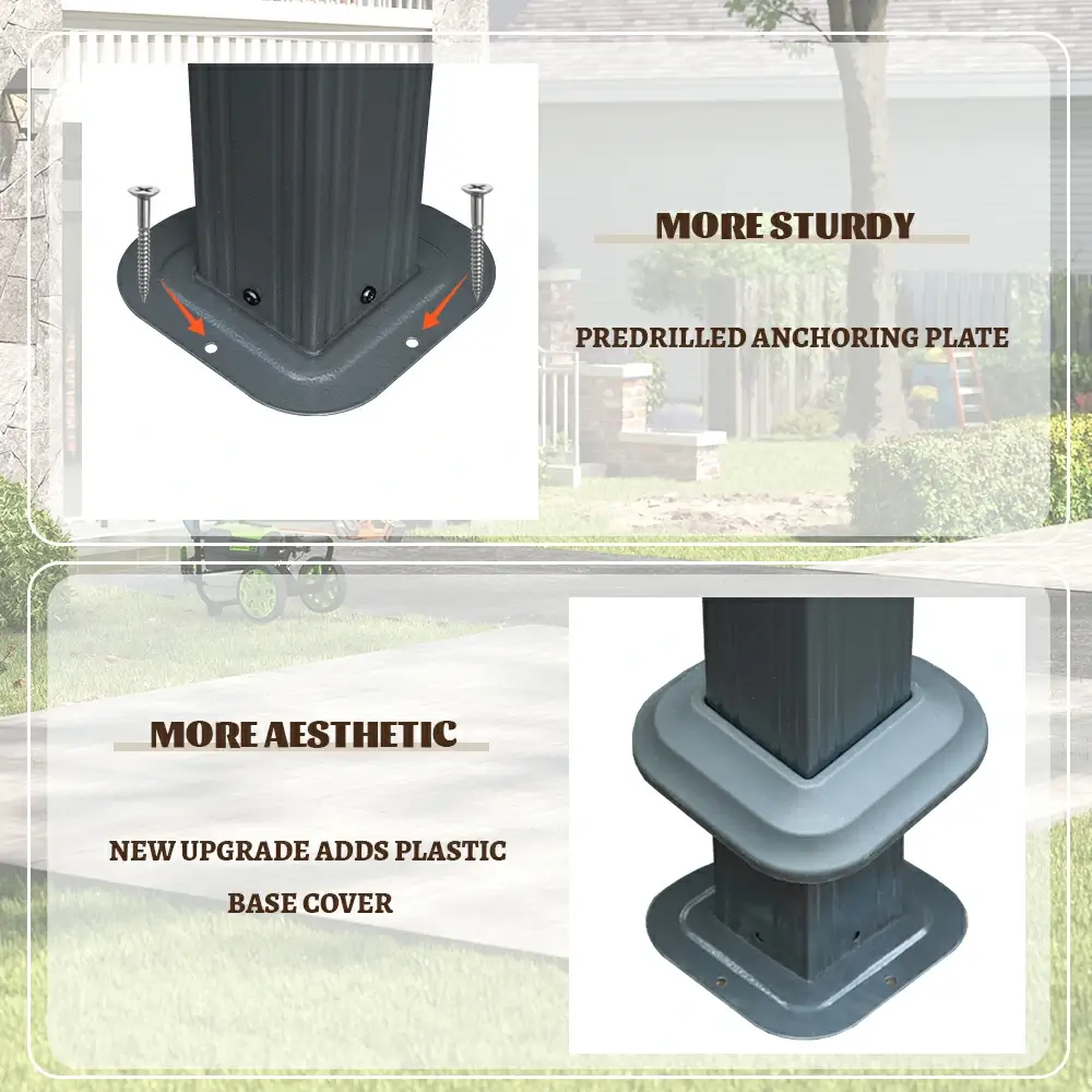 Galvanized Steel Hardtop Gazebo Dark Gray with Resin Roof & Gutters - Image 47