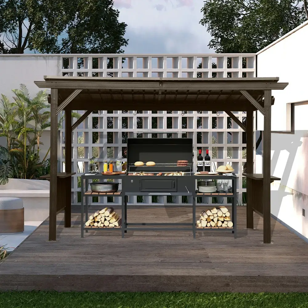 6.5' × 12' Hardtop Grill Gazebo Sloping Roof - Image 14