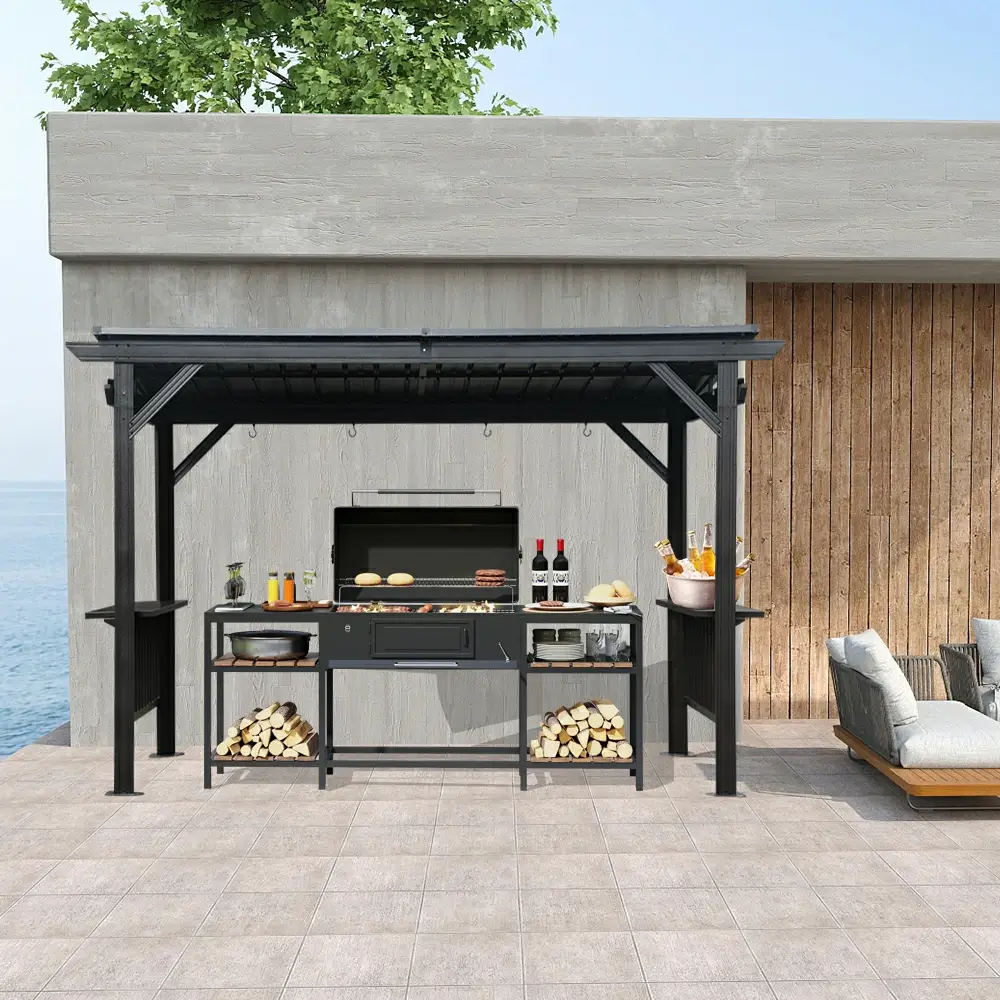 6.5' × 12' Hardtop Grill Gazebo Sloping Roof - Image 7