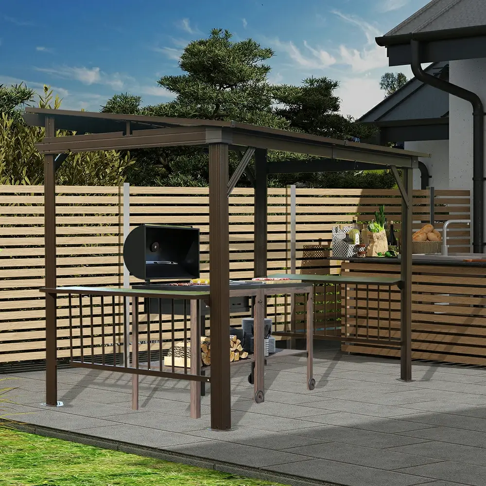 6.5' × 12' Hardtop Grill Gazebo Sloping Roof - Image 8