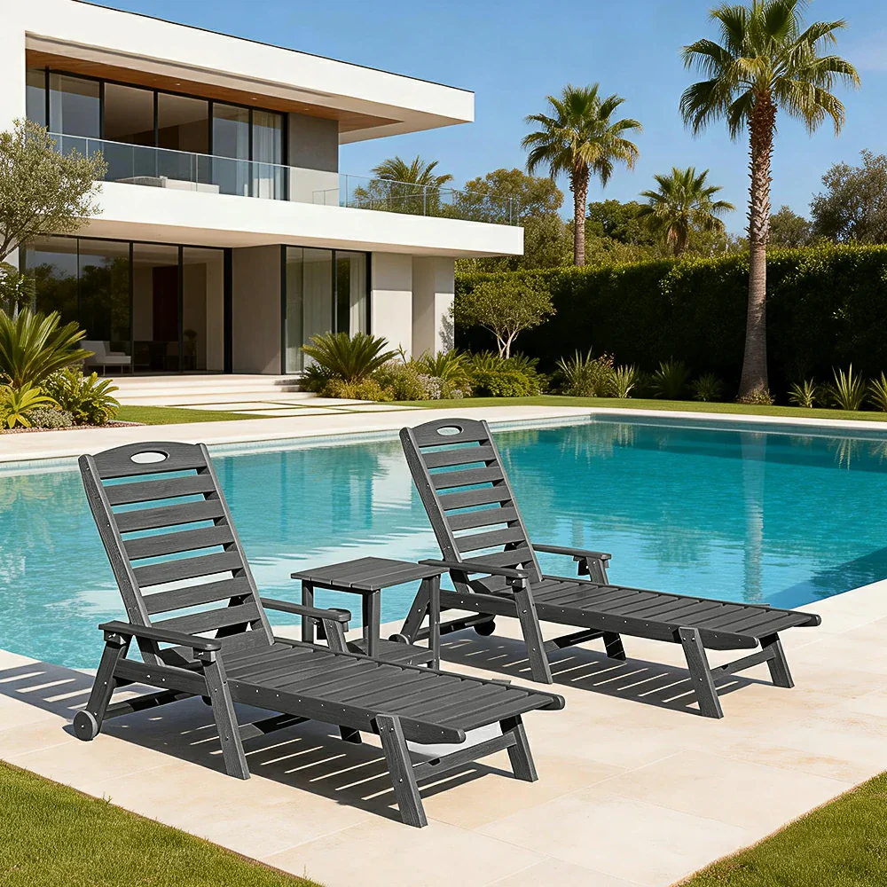 HDPE Patio Chaise Lounge with Arms - Image 10
