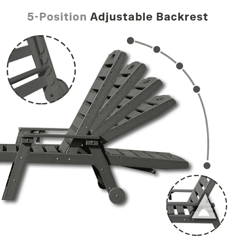 HDPE Patio Chaise Lounge with Arms - Image 13