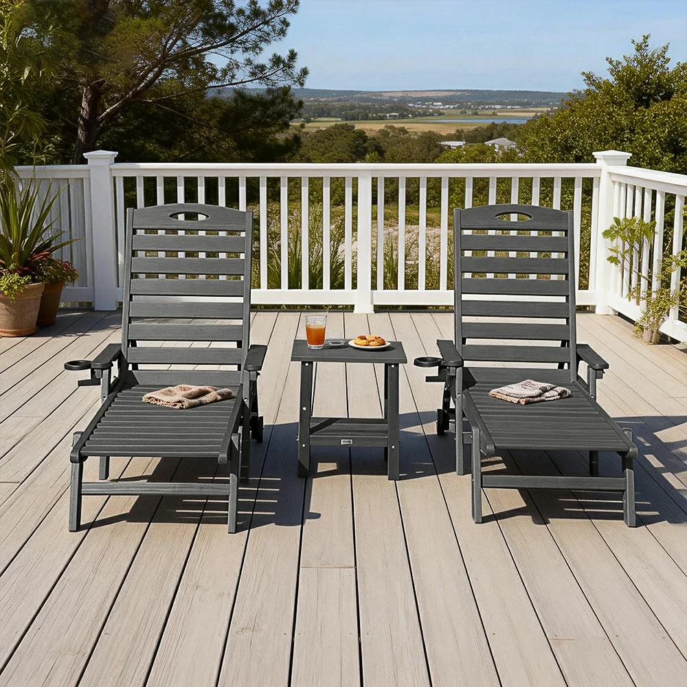 HDPE Patio Chaise Lounge with Arms - Image 17
