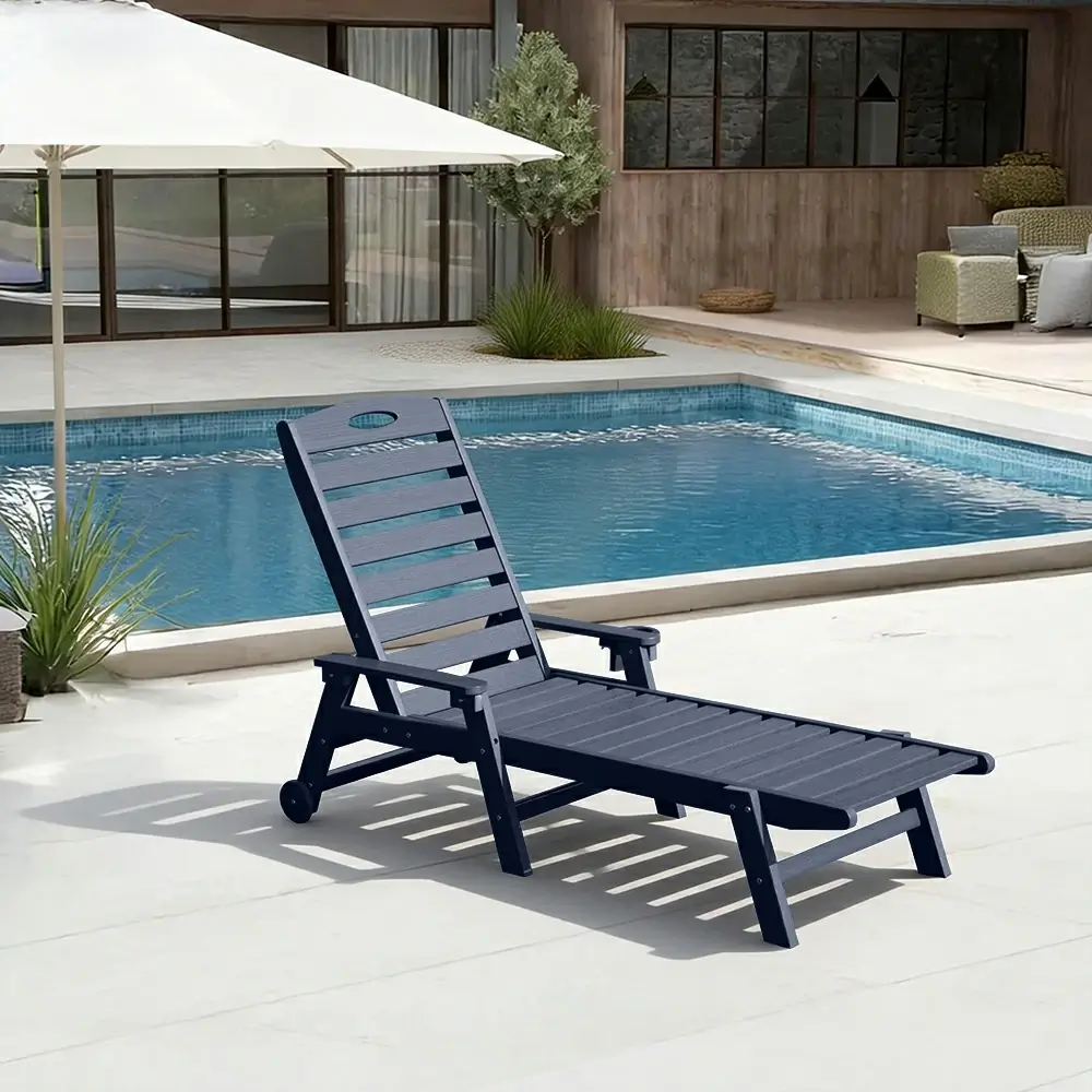 HDPE Patio Chaise Lounge with Arms - Image 18