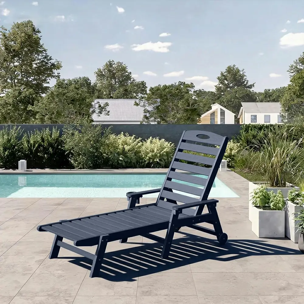 HDPE Patio Chaise Lounge with Arms - Image 19