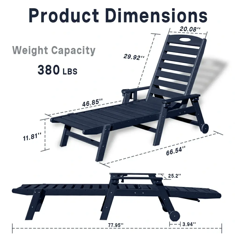 HDPE Patio Chaise Lounge with Arms - Image 20