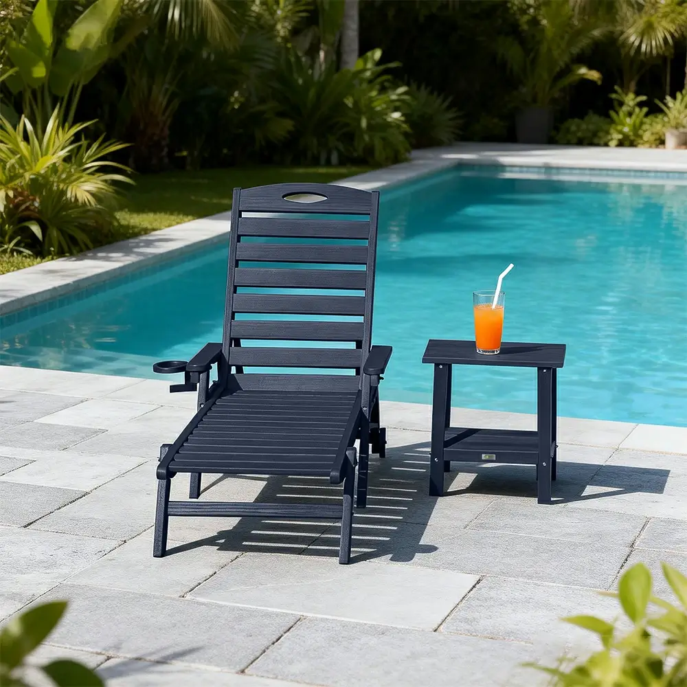 HDPE Patio Chaise Lounge with Arms - Image 22