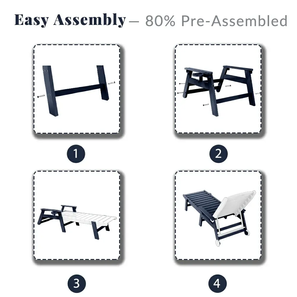 HDPE Patio Chaise Lounge with Arms - Image 25