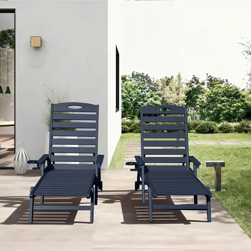HDPE Patio Chaise Lounge with Arms - Image 26