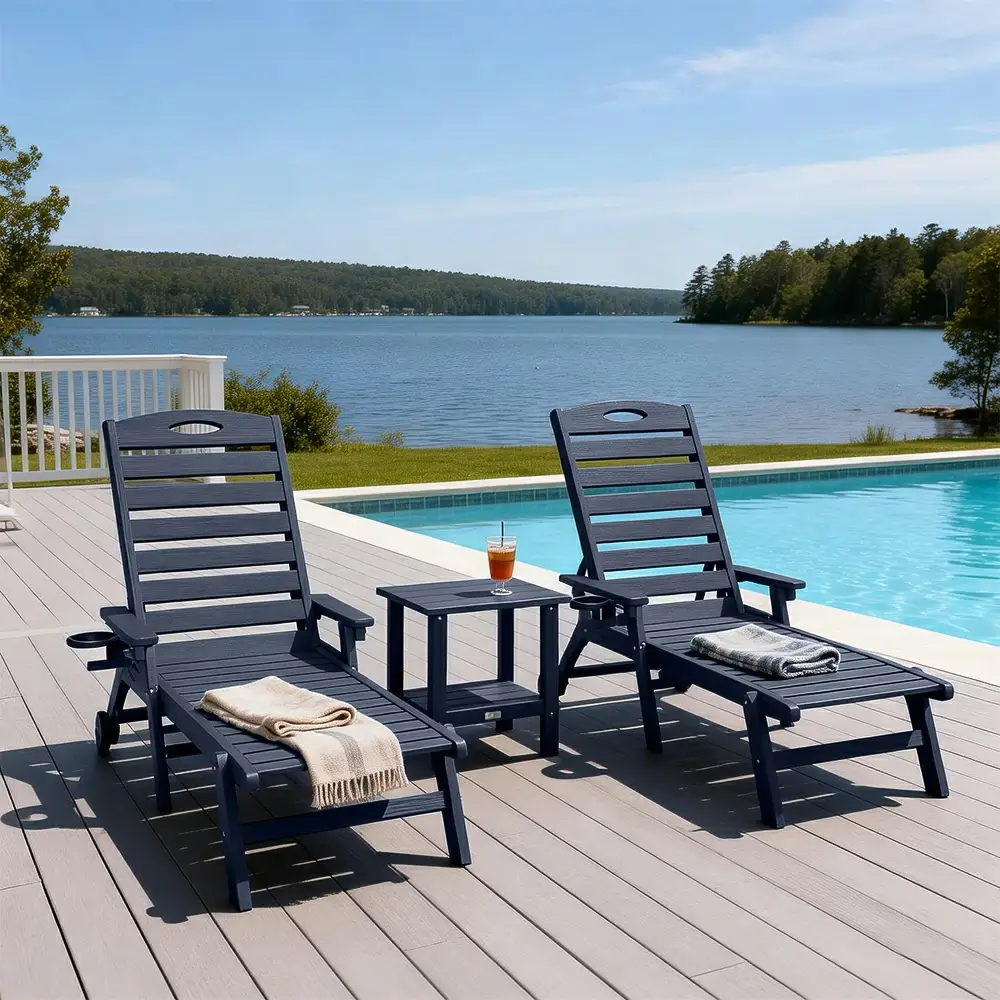 HDPE Patio Chaise Lounge with Arms - Image 27