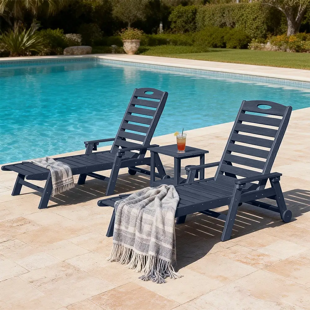 HDPE Patio Chaise Lounge with Arms - Image 28